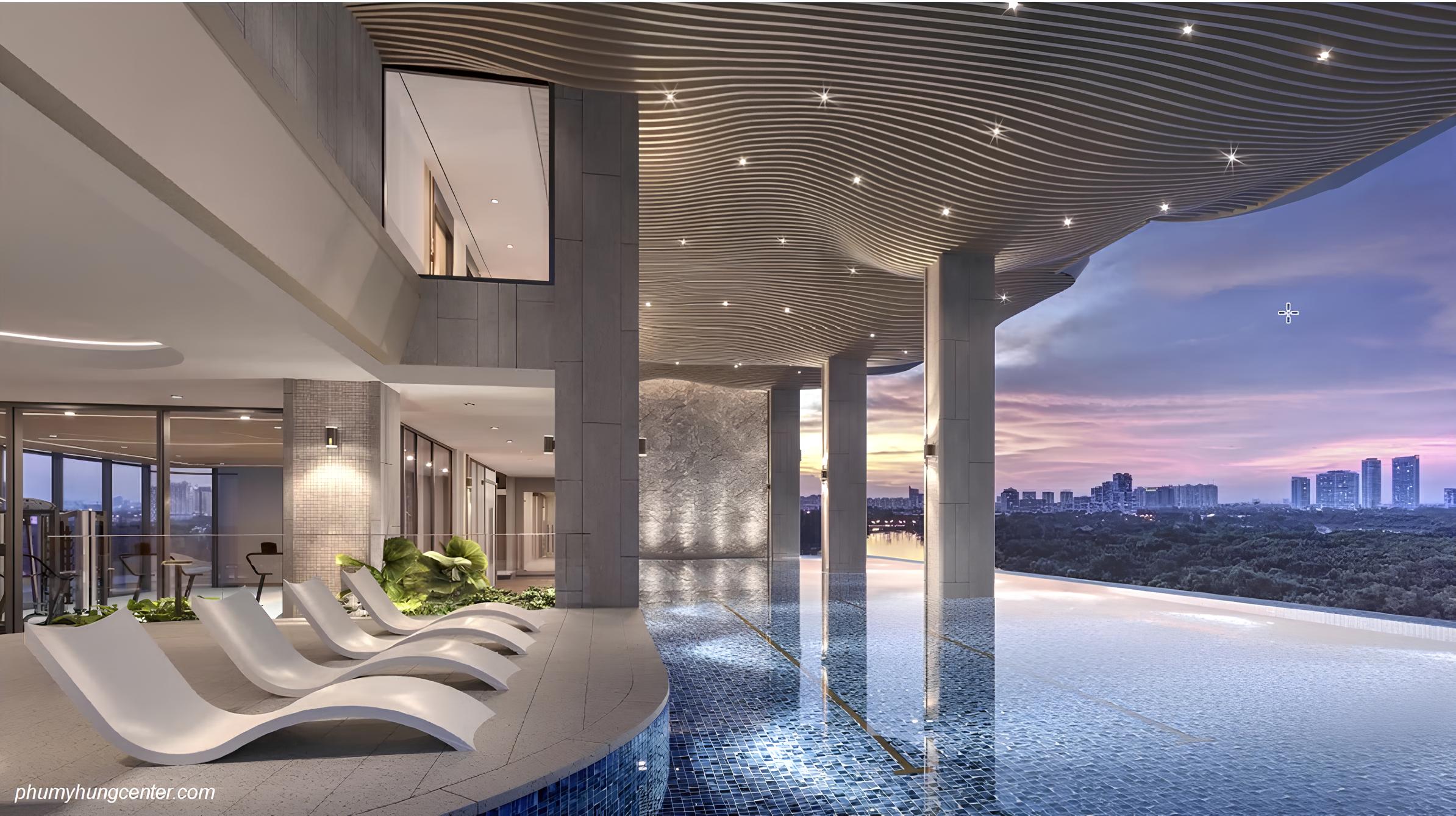 Hồ bơi tràn nước mặn dài 25m