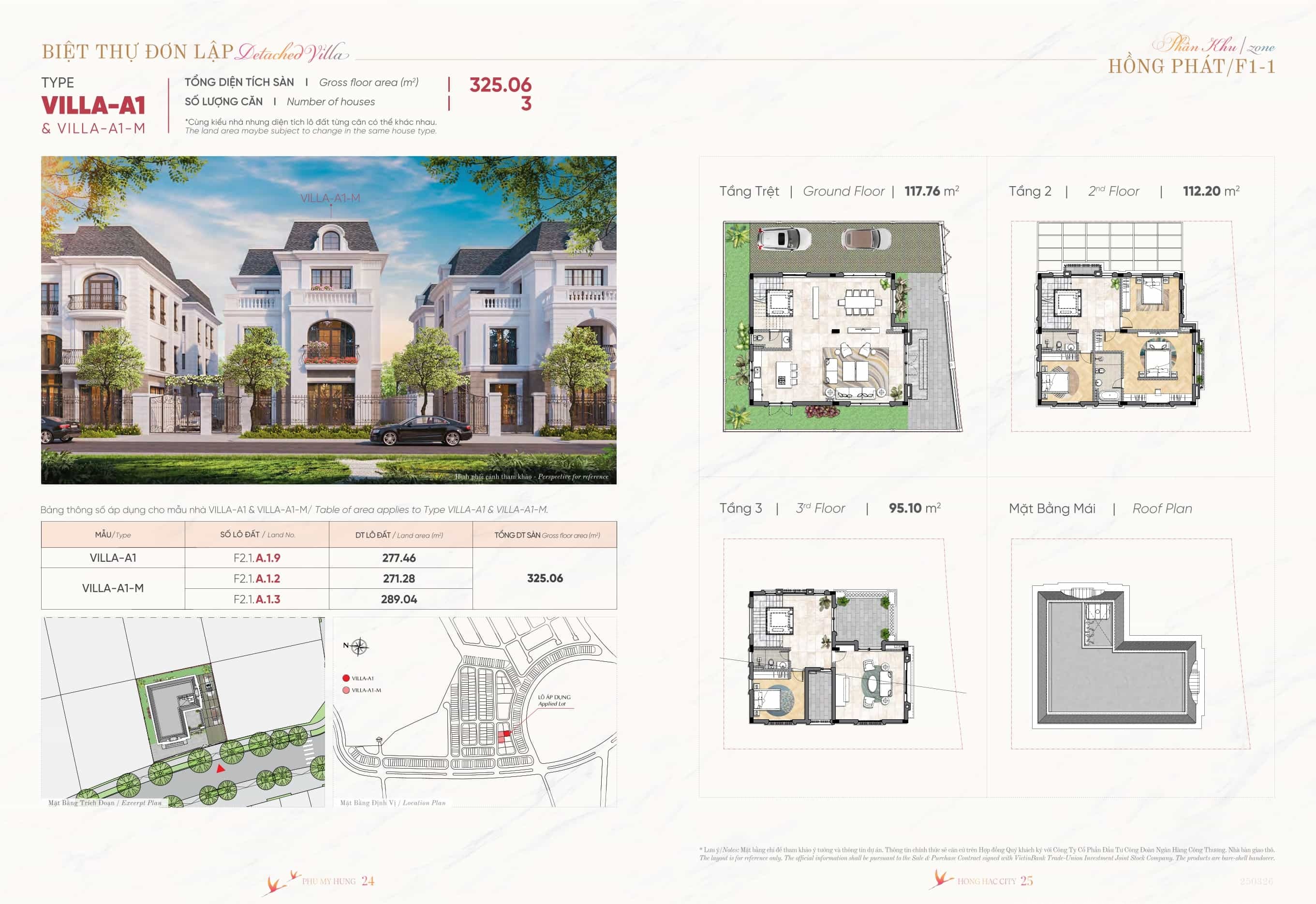 Layout Biệt thự đơn lập Villa A1 Hồng Hạc City