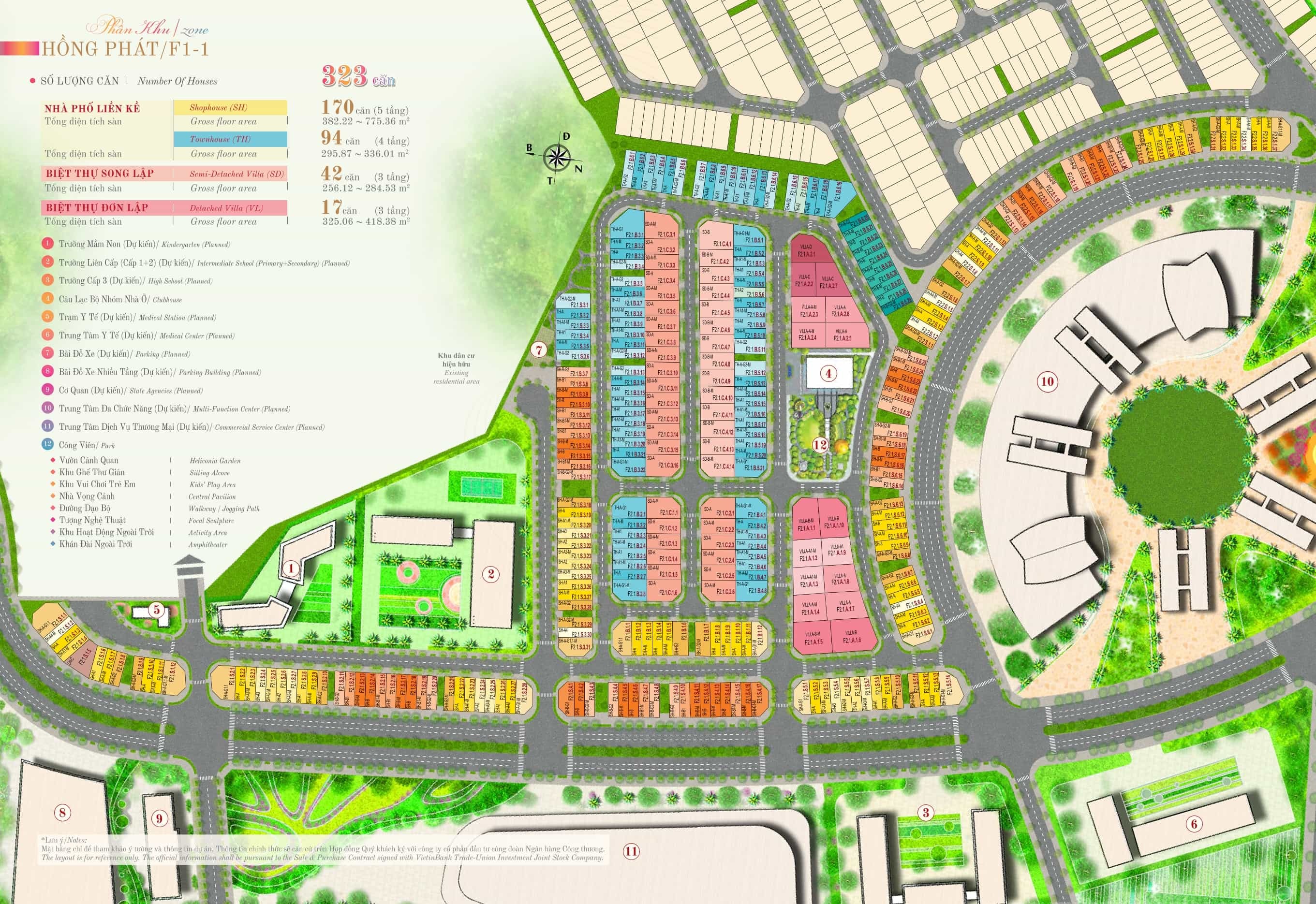 Mặt bằng Zone F1-1 Hồng Hạc city