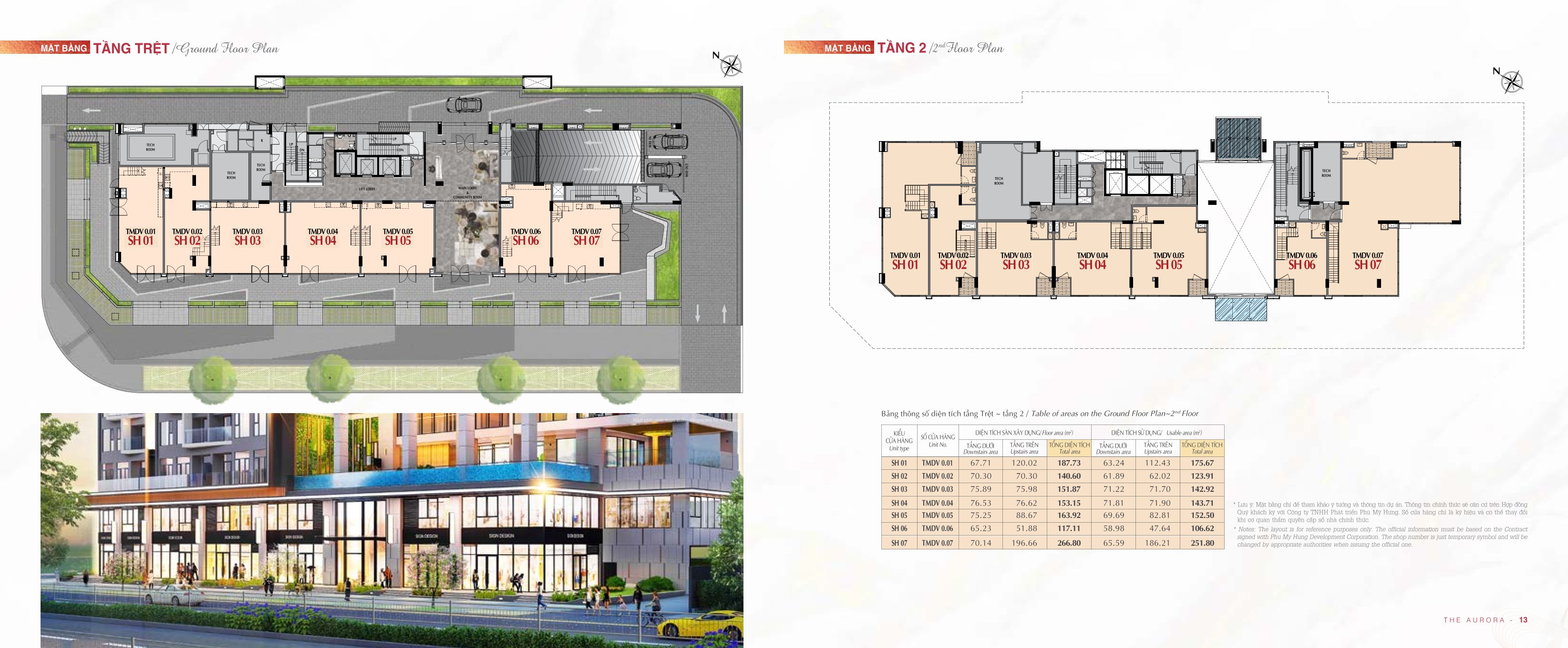 Mặt bằng Shophouse (tầng trệt + tầng 2) dự án căn hộ The Aurora Phú Mỹ Hưng (9)