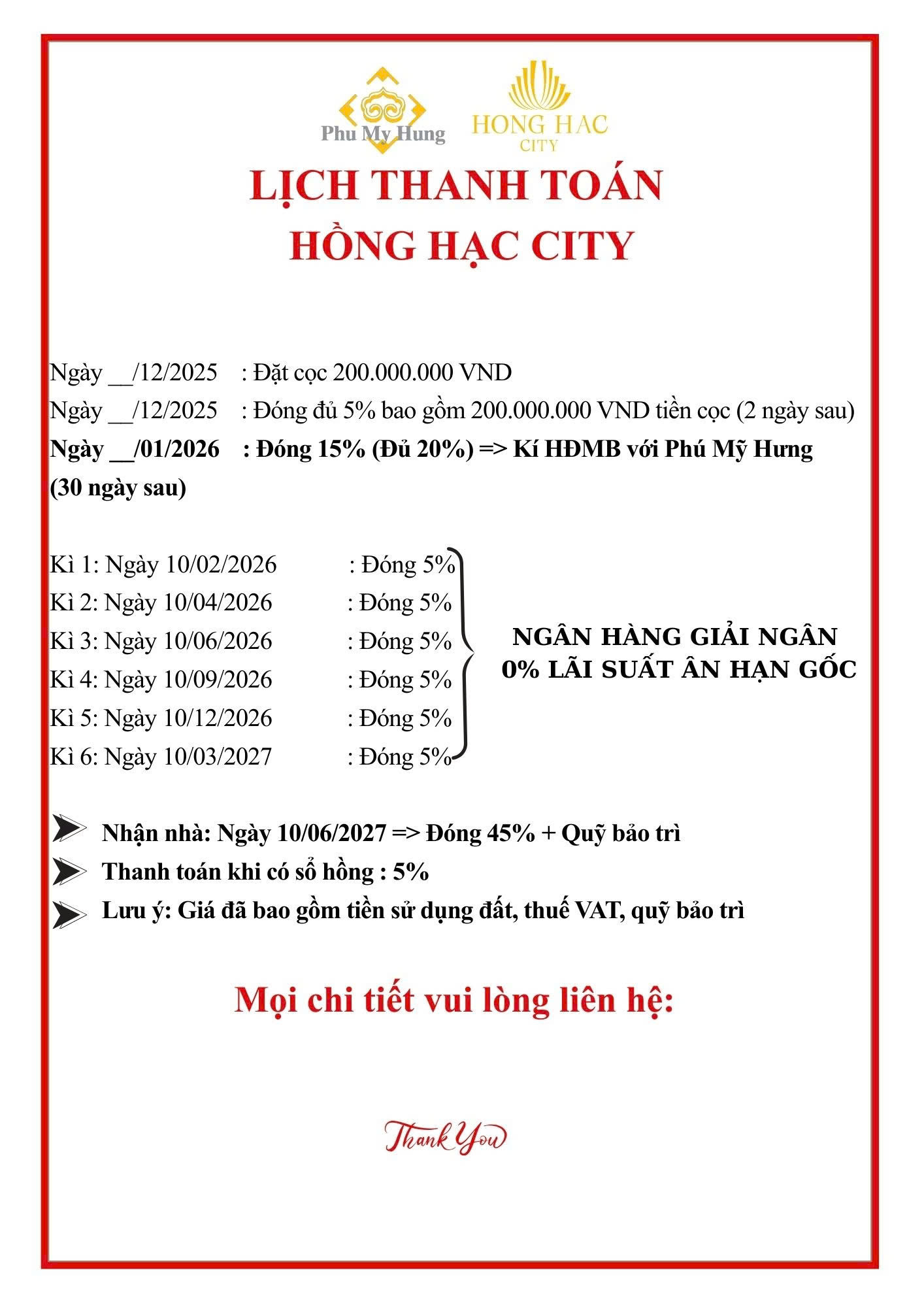 lich thanh toan hong hac city