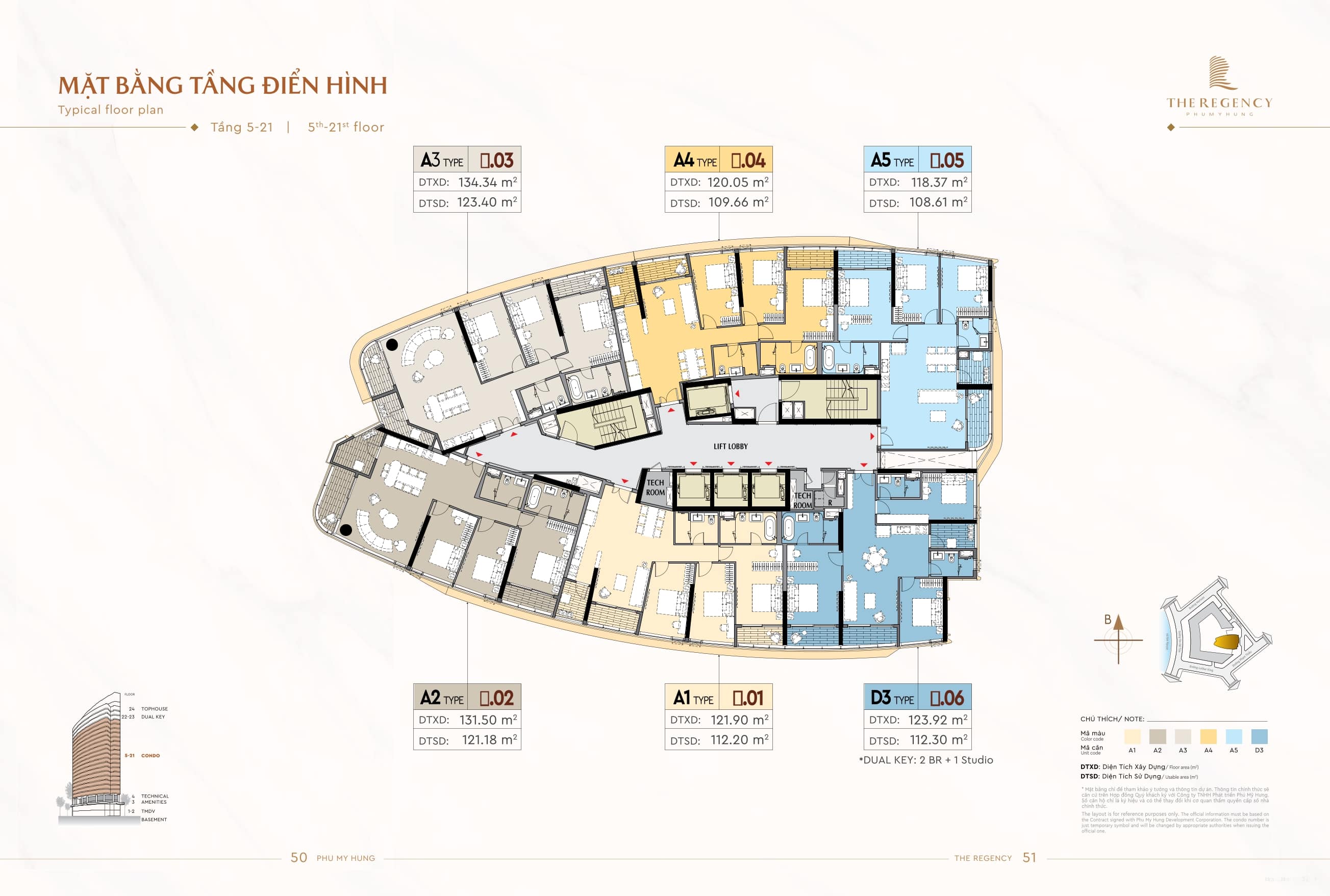 Mặt bằng tầng điển hình (tầng 5 đến tầng 21 ) của dự án The Regency