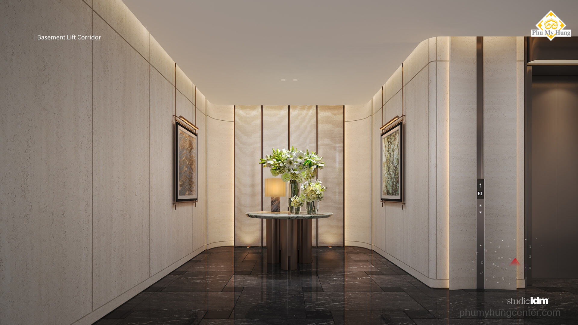 Sảnh chờ thang máy tầng hầm The Regency