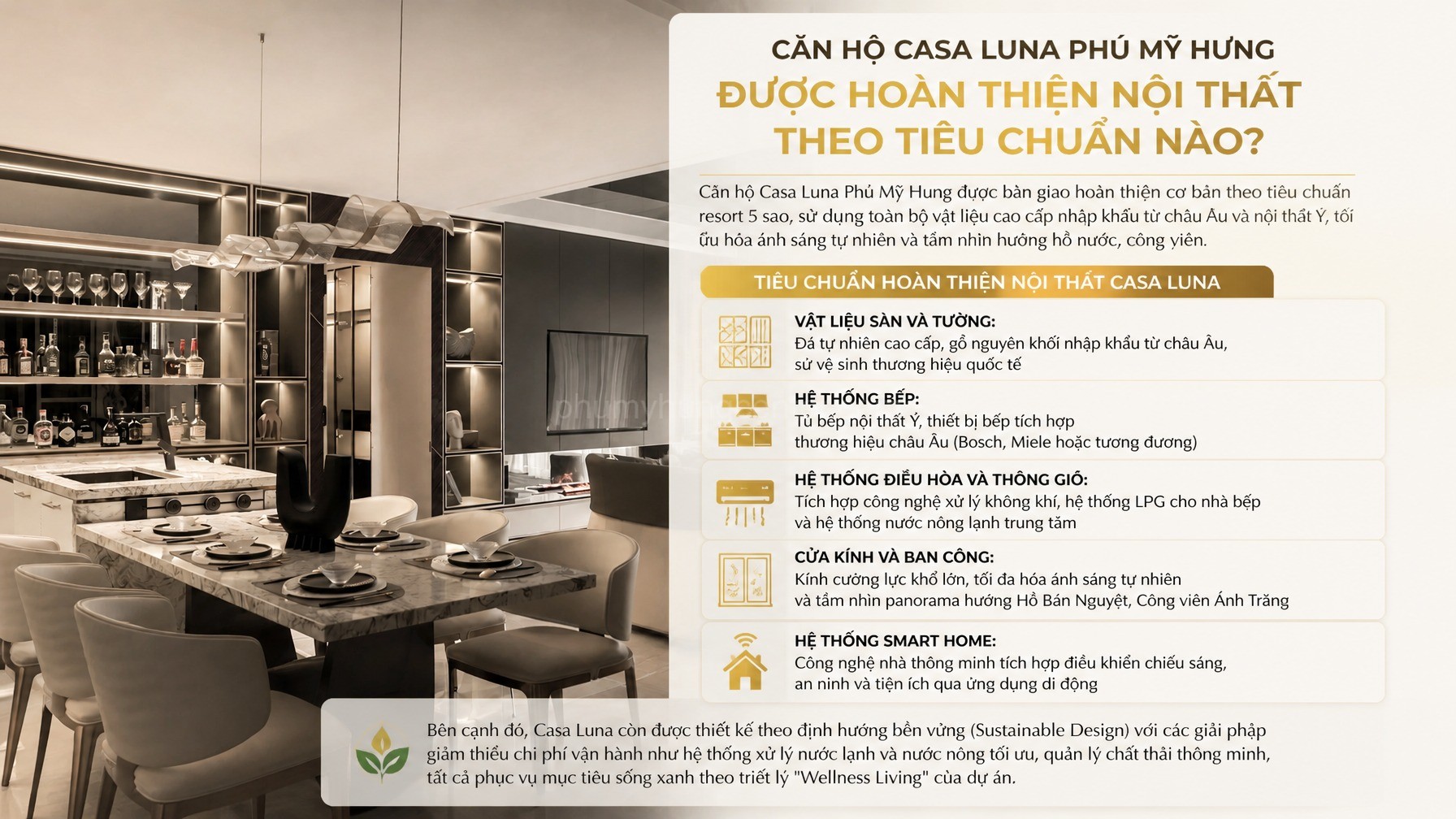 Căn hộ Casa Luna Phú Mỹ Hưng được hoàn thiện nội thất theo tiêu chuẩn nào