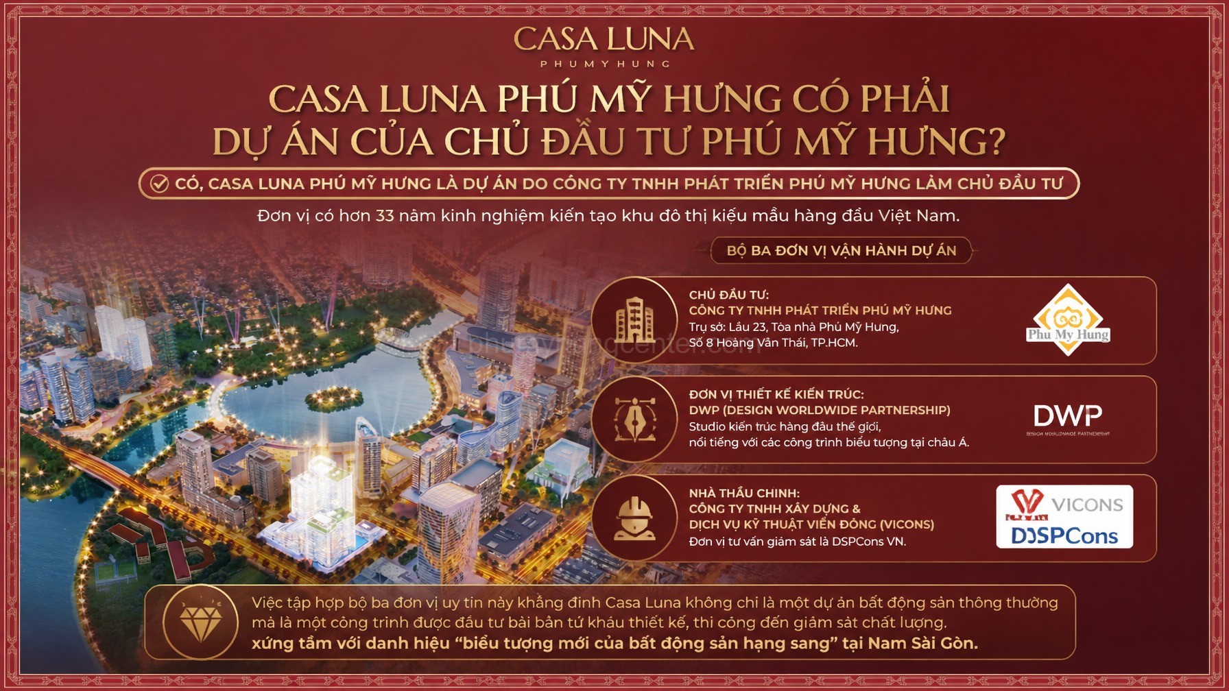 Casa Luna Phú Mỹ Hưng có phải dự án của chủ đầu tư Phú Mỹ Hưng không