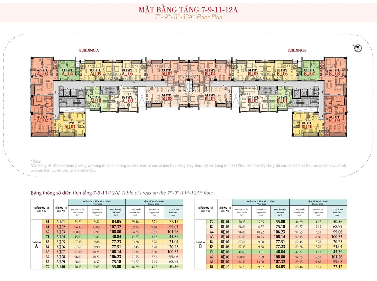 Mặt bằng The Ascentia Phú Mỹ Hưng - Tầng 7,9,11,12A