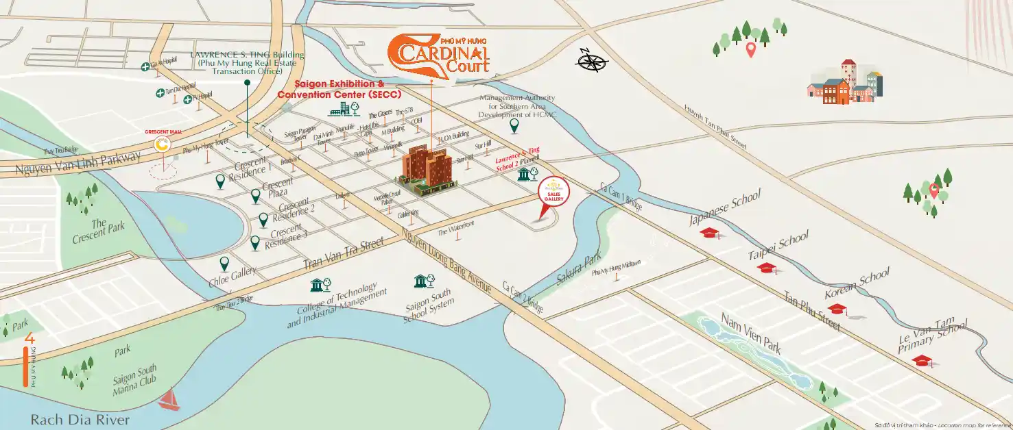 Vị trí căn hộ Cardinal Court Phú Mỹ Hưng