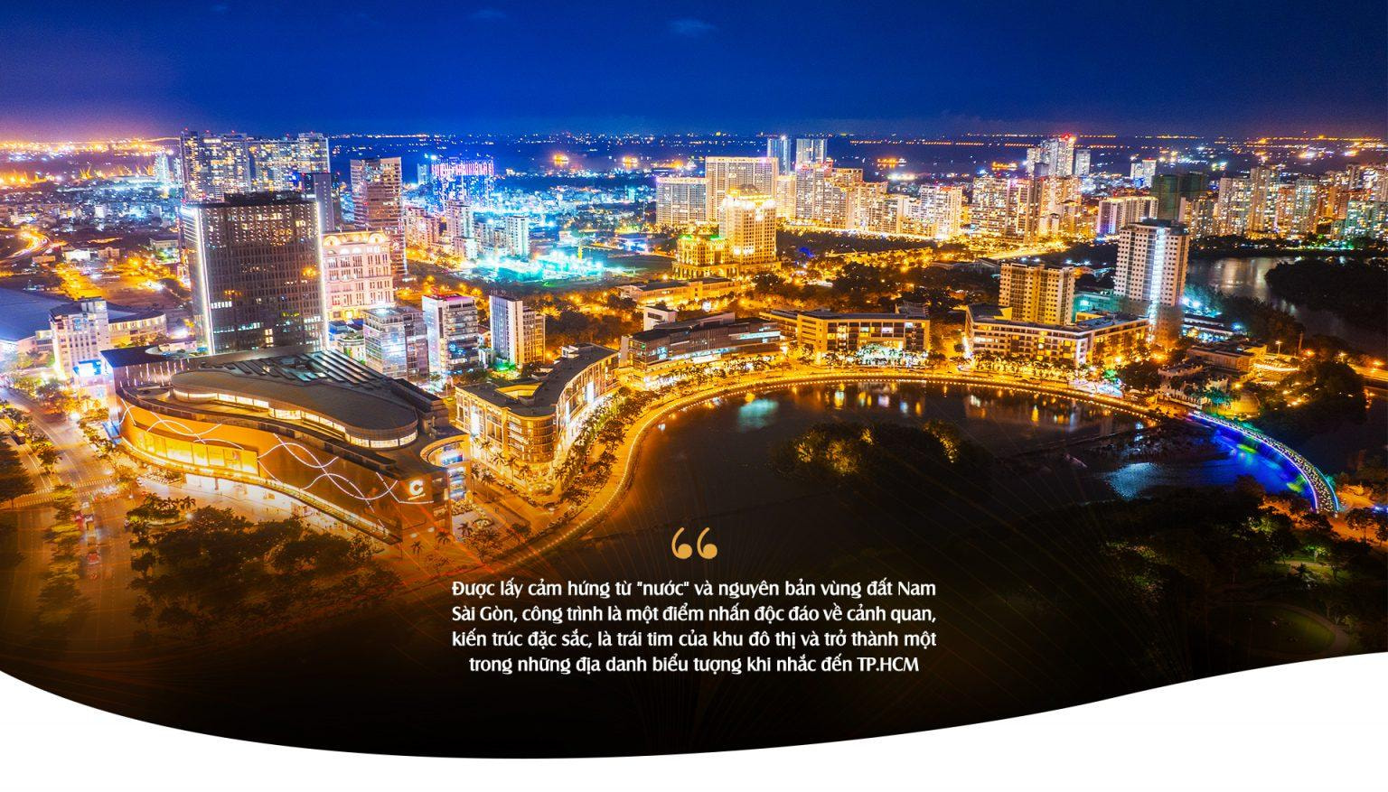 Hồ Bán Nguyệt Phú Mỹ Hưng quận 7 về đêm 