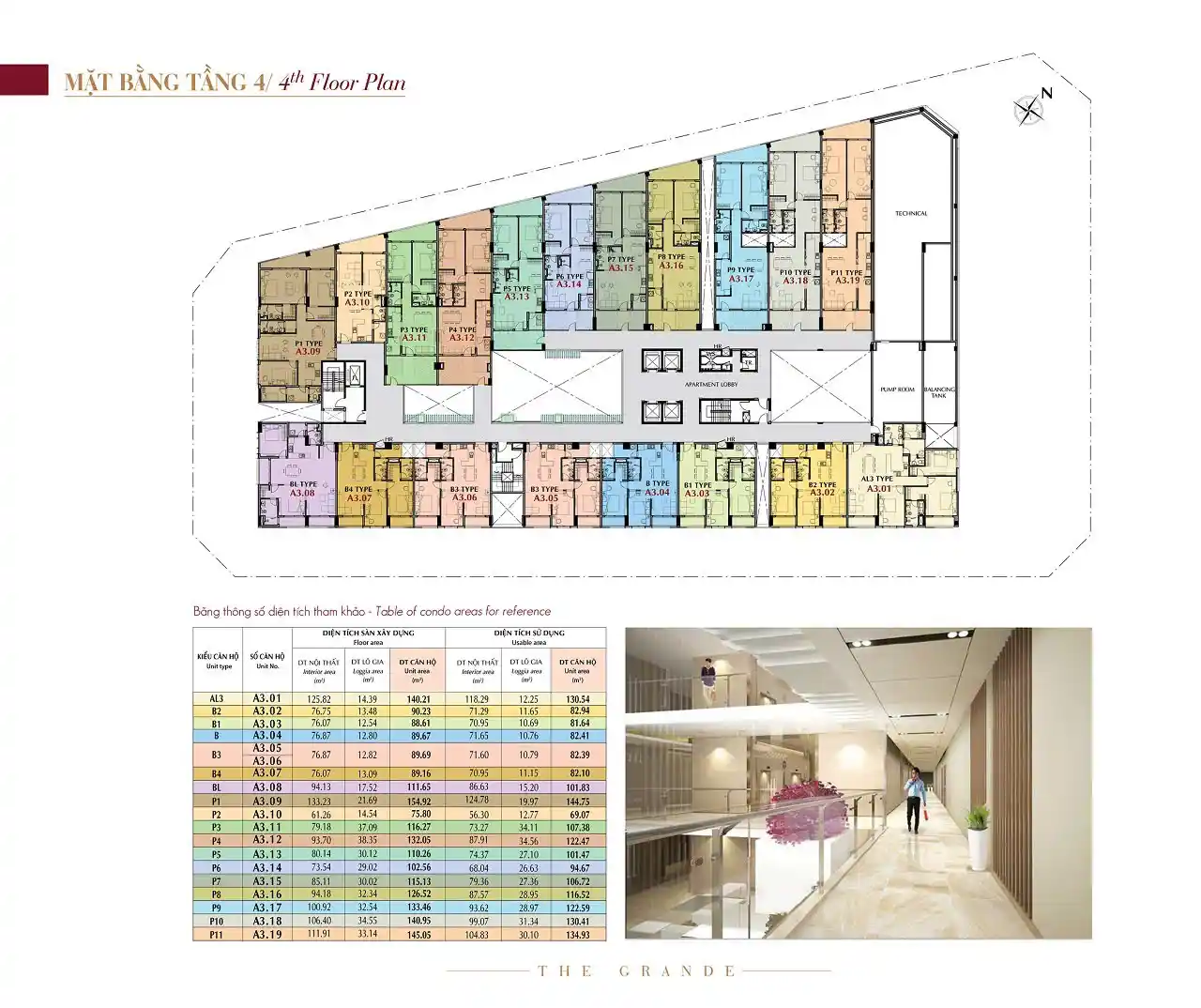 Mặt bằng căn hộ Midtown m5 The Grand tầng 4