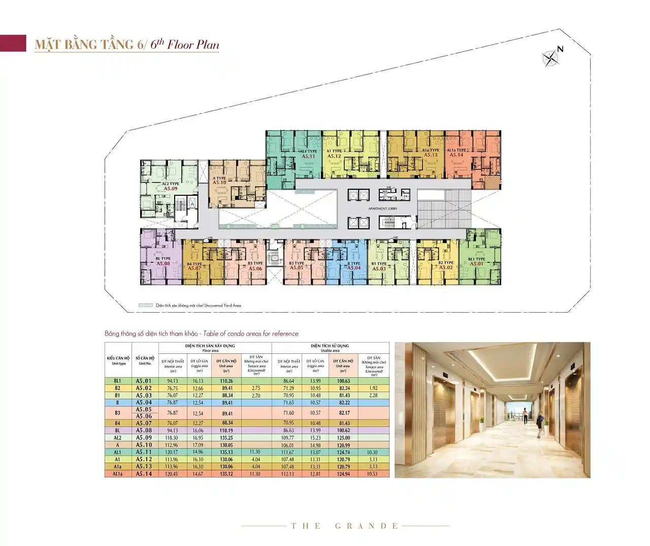 Mặt bằng căn hộ Midtown m5 The Grand tầng 6
