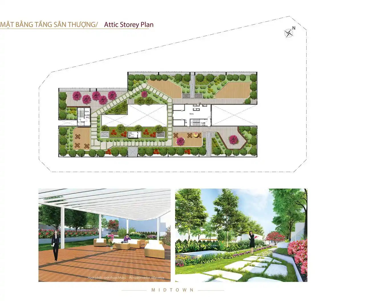 Mặt bằng căn hộ Midtown m5 The Grand tầng sân thượng