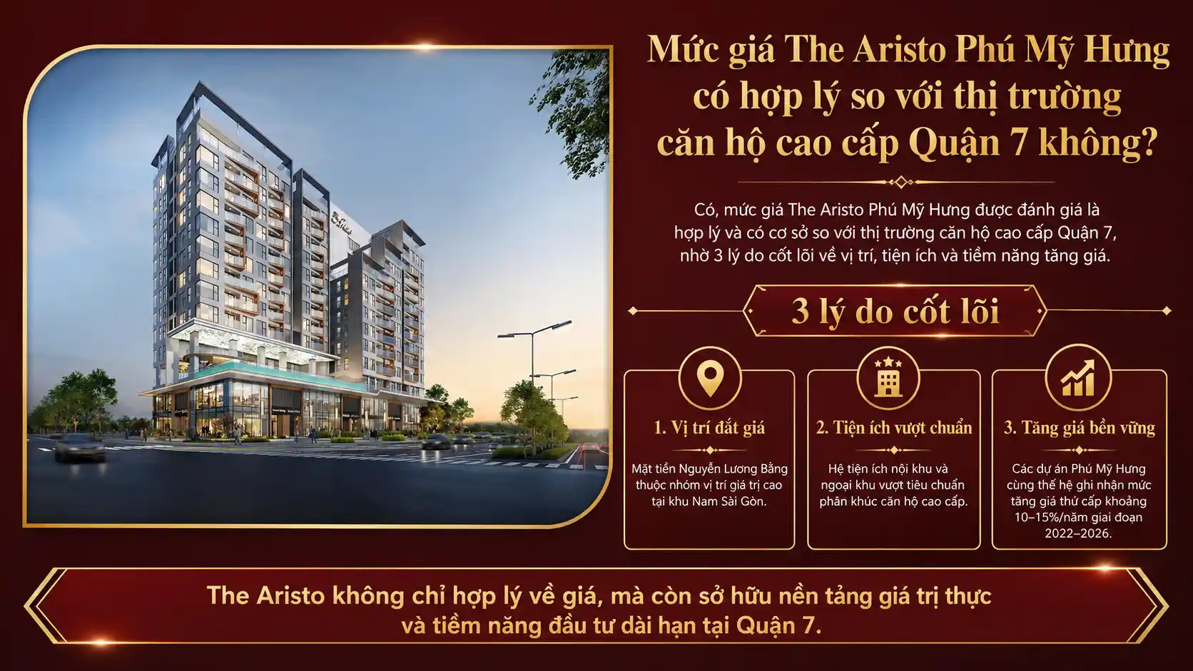 Mức giá The Aristo Phú Mỹ Hưng có hợp lý so với thị trường căn hộ cao cấp Quận 7 không?