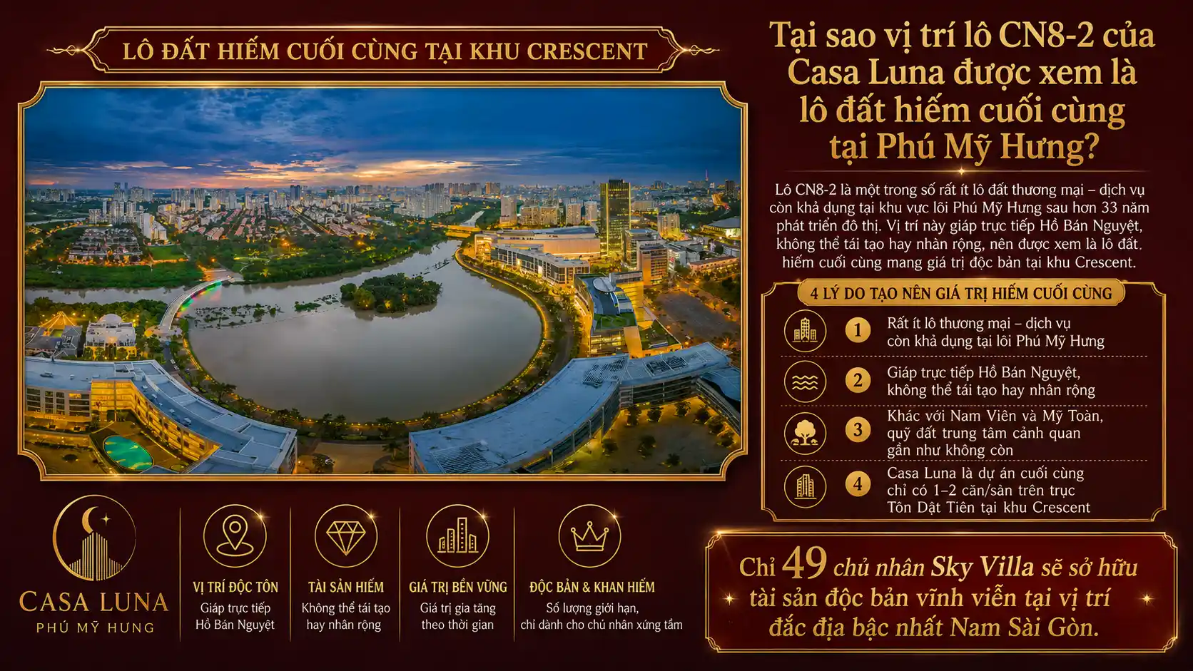 Tại sao vị trí lô CN8-2 của Casa Luna được xem là lô đất hiếm cuối cùng tại Phú Mỹ Hưng