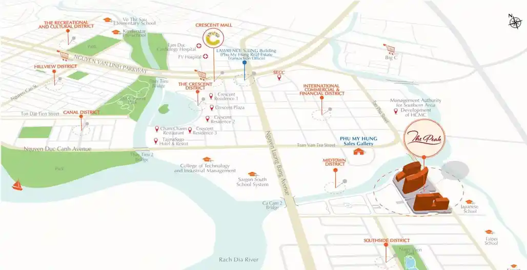Vị trí căn hộ Midtown M8 The Peak