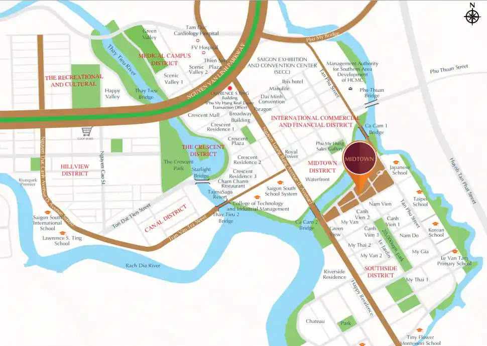 Vị trí căn hộ Midtown m5 The Grand