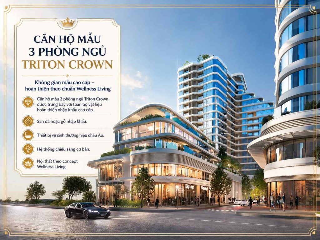 Căn hộ mẫu 3 phòng ngủ Triton Crown
