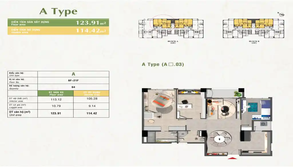 Layout Căn Hộ Nam Phúc Phú Mỹ Hưng Lejardin Type A