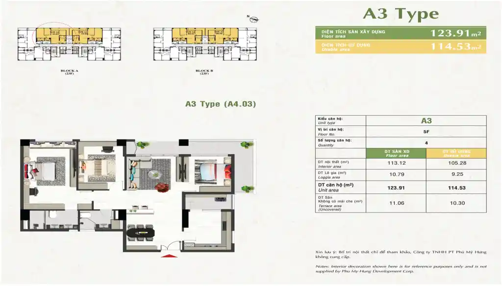 Layout Căn Hộ Nam Phúc Phú Mỹ Hưng Lejardin Type-A3
