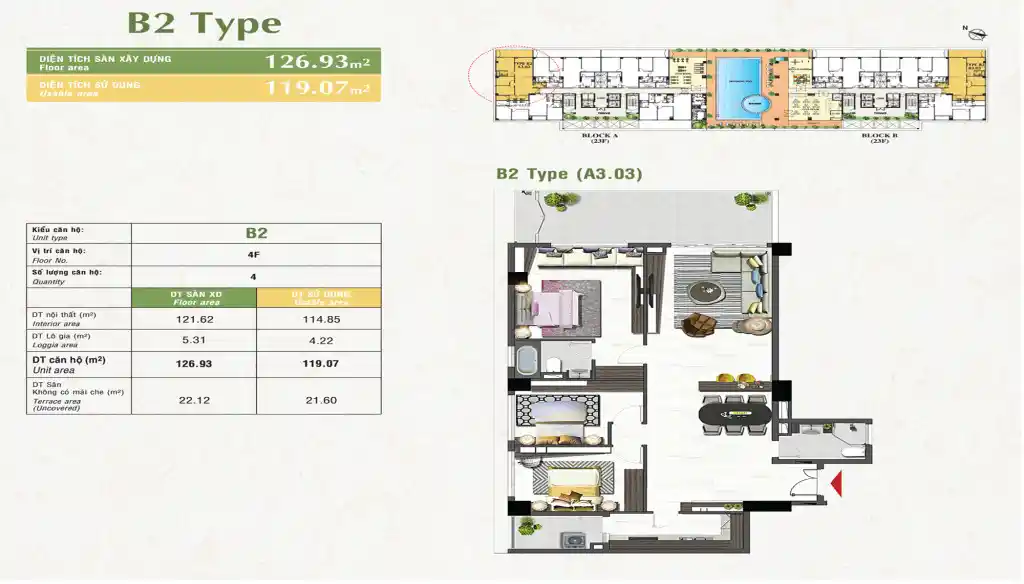 Layout Căn Hộ Nam Phúc Phú Mỹ Hưng - Lejardin - Type B2