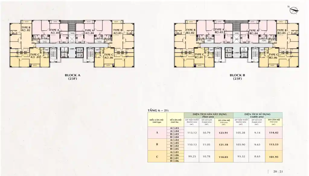 Mặt Bằng Căn Hộ Nam Phúc Phú Mỹ Hưng Lejardin Tầng 6 - 21
