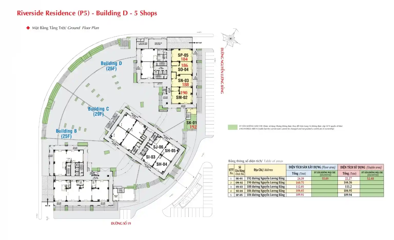 Mặt bằng Căn hộ Riverside Residence Phú Mỹ Hưng Block D