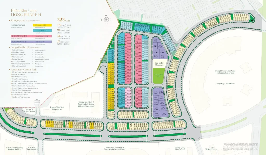 Mặt bằng Hồng Hạc City phân khu Hồng Phát Zone F1-1 bàn giao trước từ cuối năm 2026
