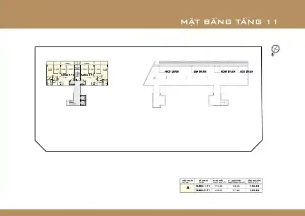 Mặt bằng căn hộ Garden Court 1 - tầng 11