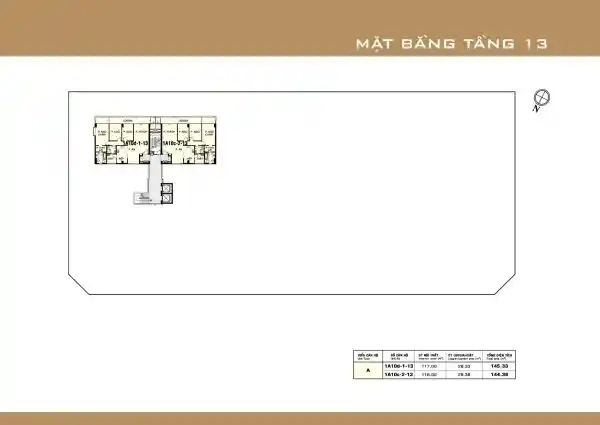 Mặt bằng căn hộ Garden Court 1 - tầng 13
