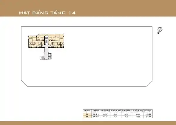Mặt bằng căn hộ Garden Court 1 - tầng 14