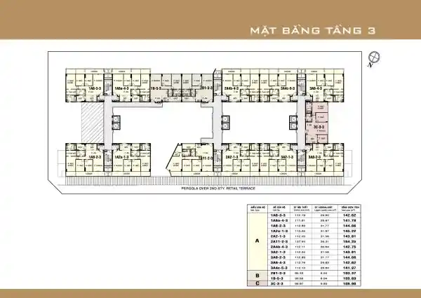 Mặt bằng căn hộ Garden Court 1 - tầng 3