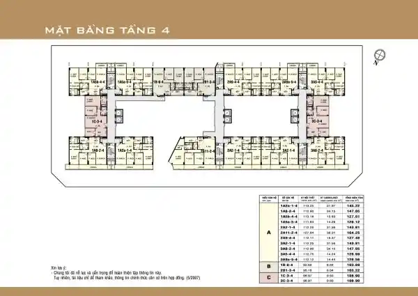 Mặt bằng căn hộ Garden Court 1 - tầng 4