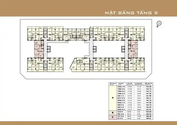 Mặt bằng căn hộ Garden Court 1 - tầng 5