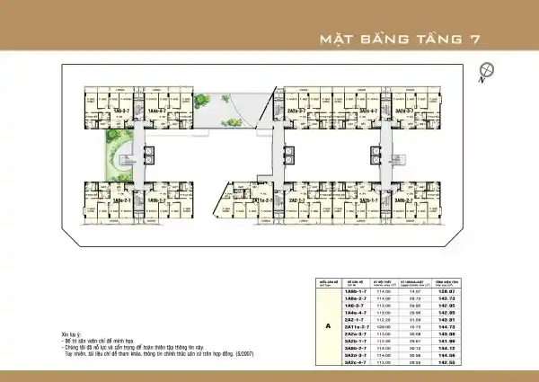 Mặt bằng căn hộ Garden Court 1 - tầng 7