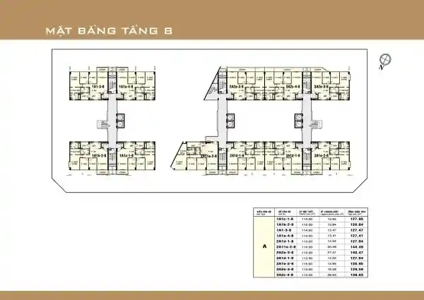 Mặt bằng căn hộ Garden Court 1 - tầng 8