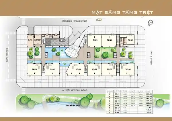 Mặt bằng căn hộ Garden Court 1 - tầng trệt