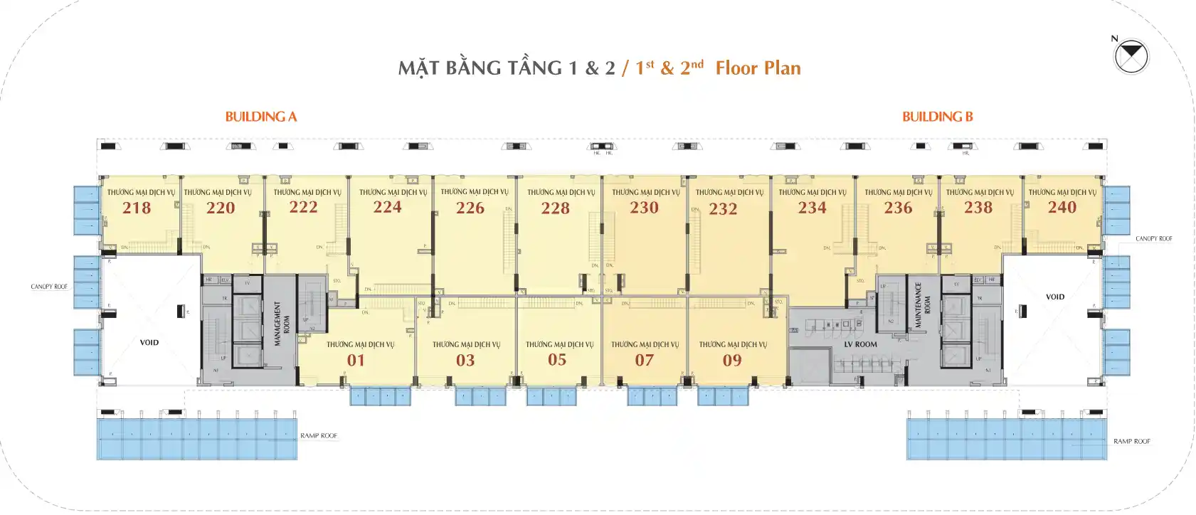Mặt bằng căn hộ Hưng Phúc Premier - Tầng 1 và 2