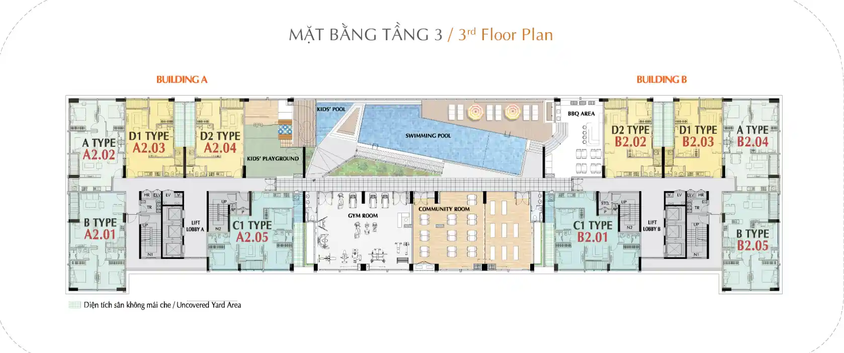Mặt bằng căn hộ Hưng Phúc Premier - Tầng 3