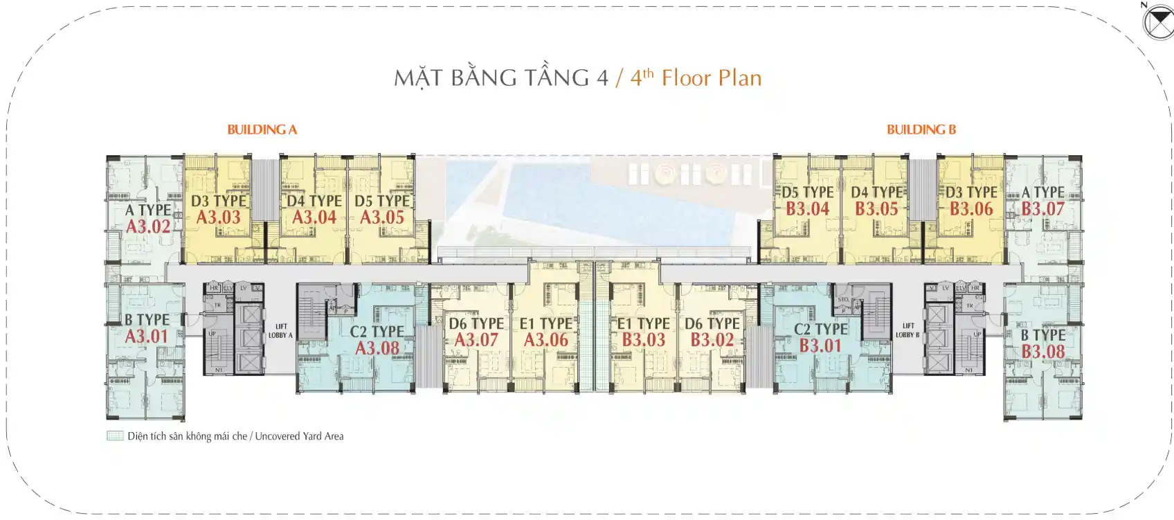 Mặt bằng căn hộ Hưng Phúc Premier - Tầng 4