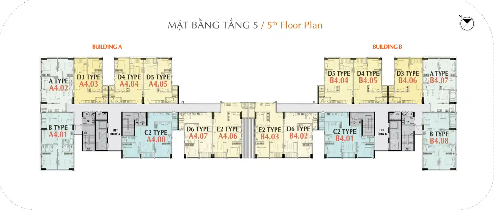 Mặt bằng căn hộ Hưng Phúc Premier - Tầng 5