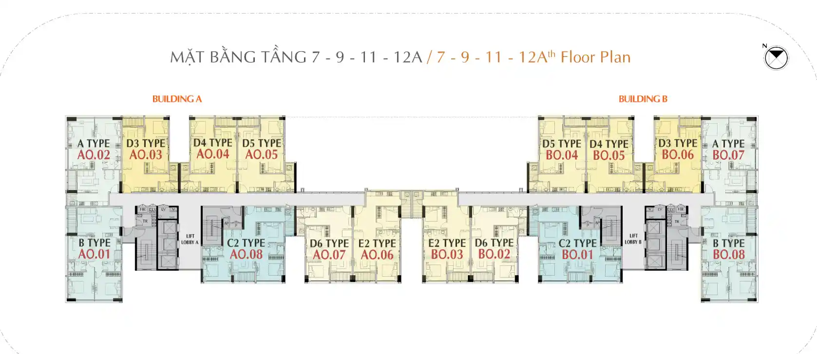 Mặt bằng căn hộ Hưng Phúc Premier - Tầng 7, 9, 11, 12A