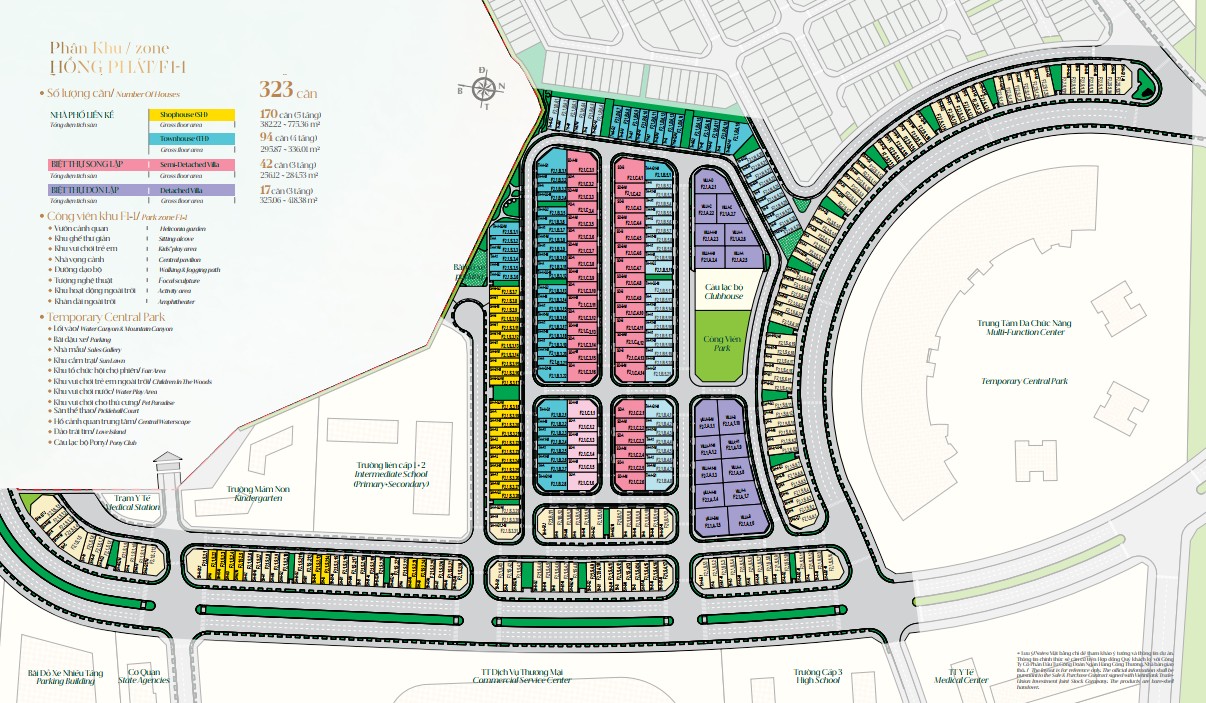 Mặt bằng phân khu Hồng Phát Zone F1-1