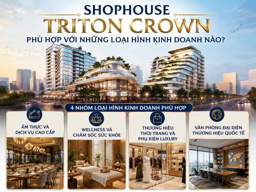 Shophouse Triton Crown phù hợp với 4 nhóm loại hình kinh doanh