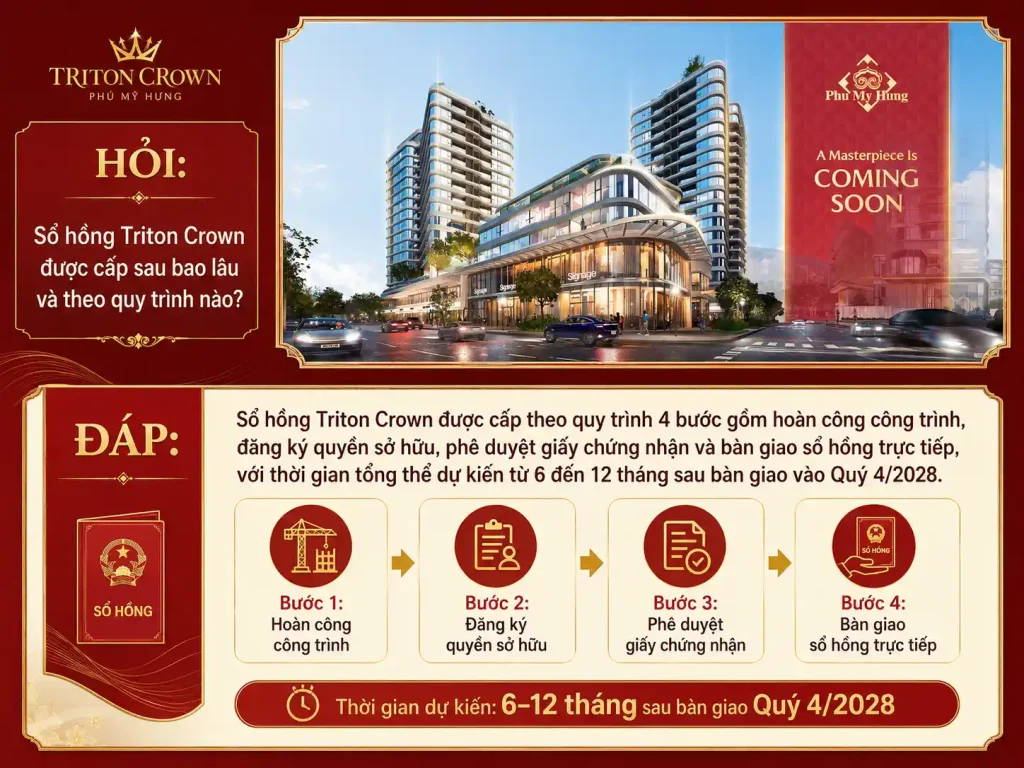 Sổ hồng Triton Crown được cấp sau bao lâu và theo quy trình nào