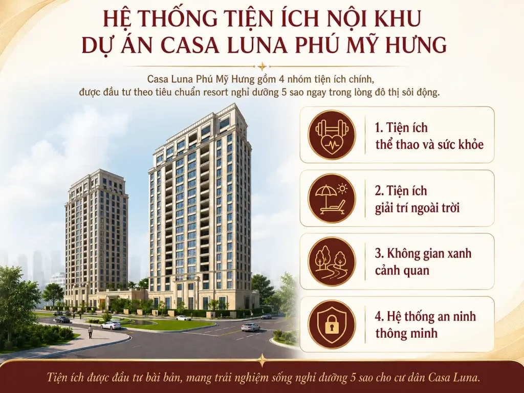 Hệ thống tiện ích nội khu dự án Casa Luna Phú Mỹ Hưng bao gồm những gì