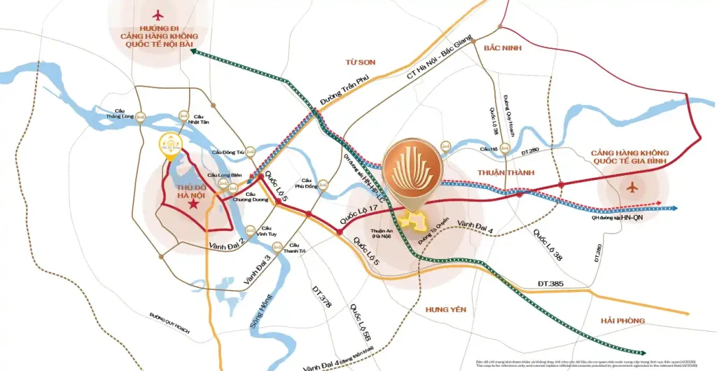 Hồng Hạc City Phú Mỹ Hưng cách Cảng Hàng Không Quốc Tế Gia Bình 16km theo đường bộ